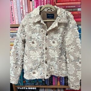 Abercrombie & Fitch Men’s Cream Floral Sherpa Zip Trucker Jacket - M